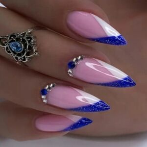 🔥3/$21 Blueish/Purple with Gem Accents Press on False nails